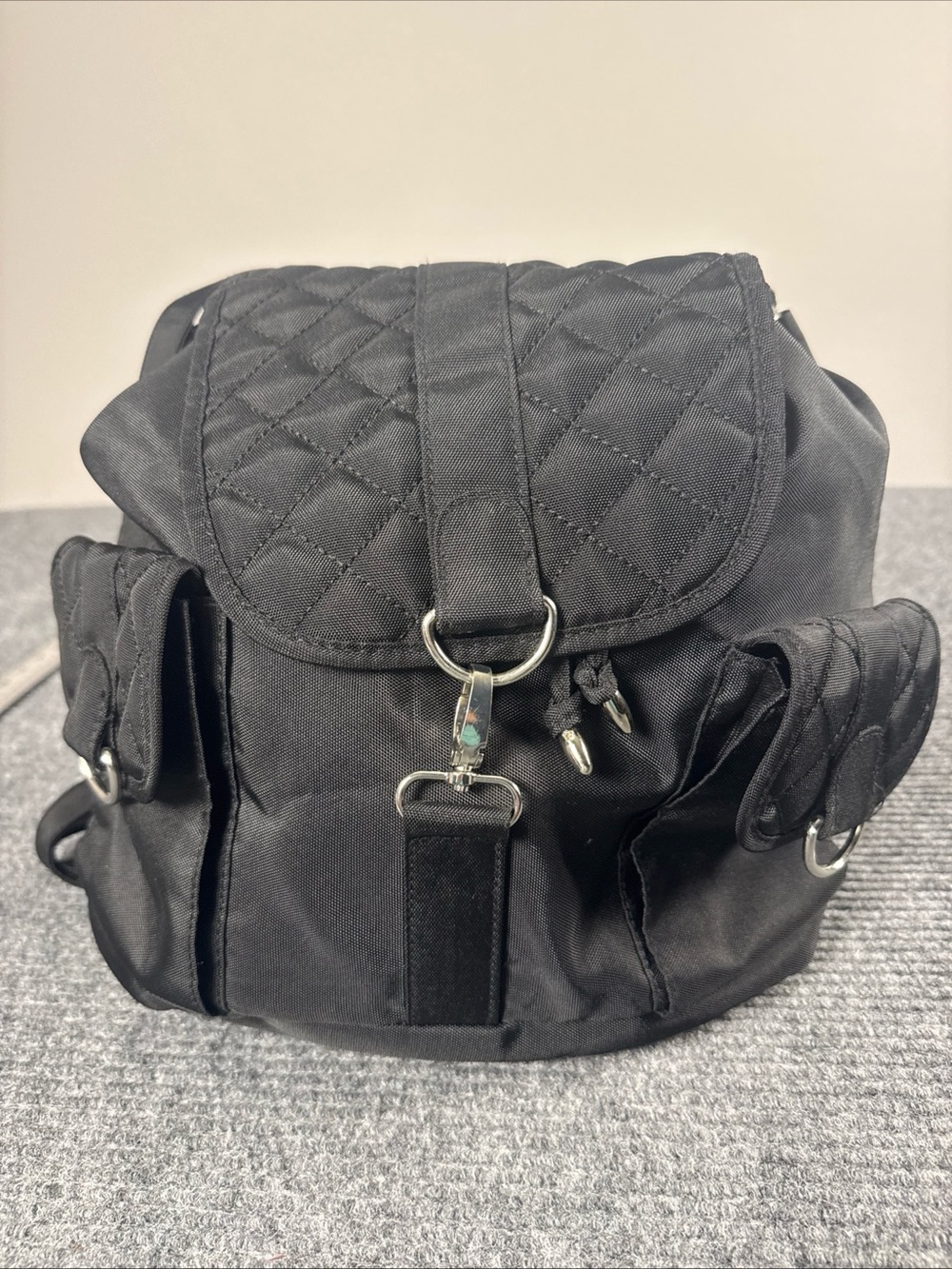 Travelon Convertible Drawstring Backpack Shoulder Bag Black Daypack
